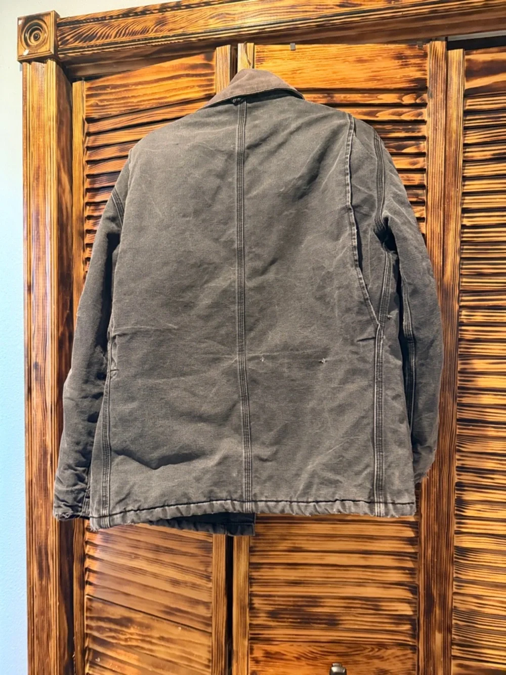 Carhartt Gray Duck Jacket with Brown Corduroy Collar - Picture 2 of 2